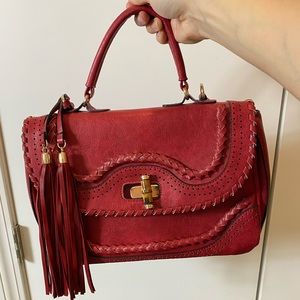 Red vegan leather purse